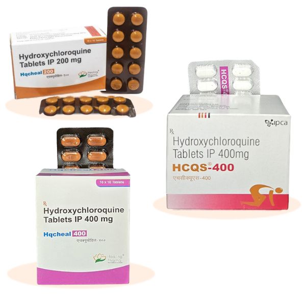 White Hydroxychloroquine 200 mg tablets used for treating autoimmune conditions like lupus and rheumatoid arthritis.