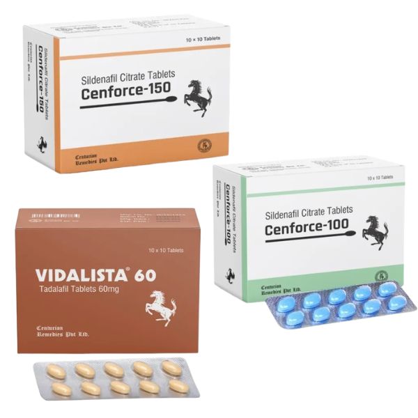 A blister pack of Men's Health tablets featuring Cenforce 200 mg and Vidalista 60 mg for potency.