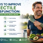 Illustration showing lifestyle changes and treatment approaches that may help improve erectile dysfunction