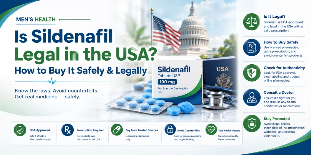 Medical guide explaining how to buy prescription generic sildenafil legally and safely in the USA